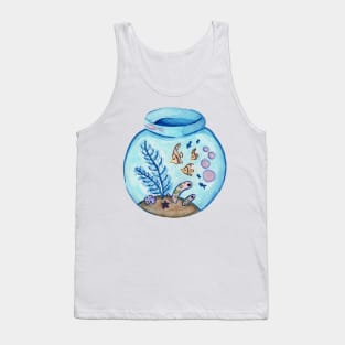 Ocean Fishbowl Aquarium in Watercolor Tank Top